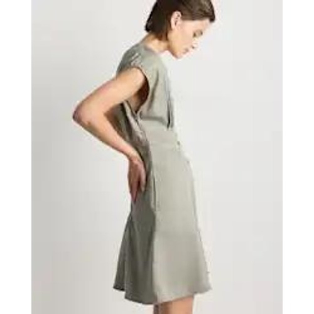 Quince Tencel Short Sleeve Mini Dress Olive Green Size Medium New With Tags - Picture 3 of 10